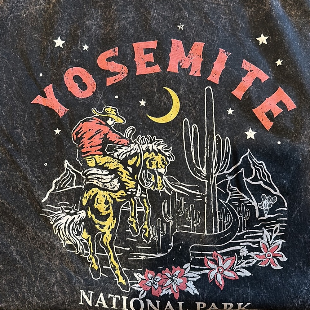 Mineral Black Yosemite National Park Cowboy Flower Cactus Graphic Oversized Tee - Picture 2 of 2